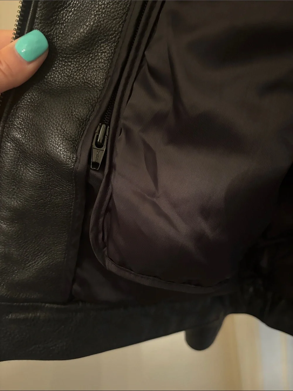 Wilson Black Leather Bomber Jacket with Zip Front